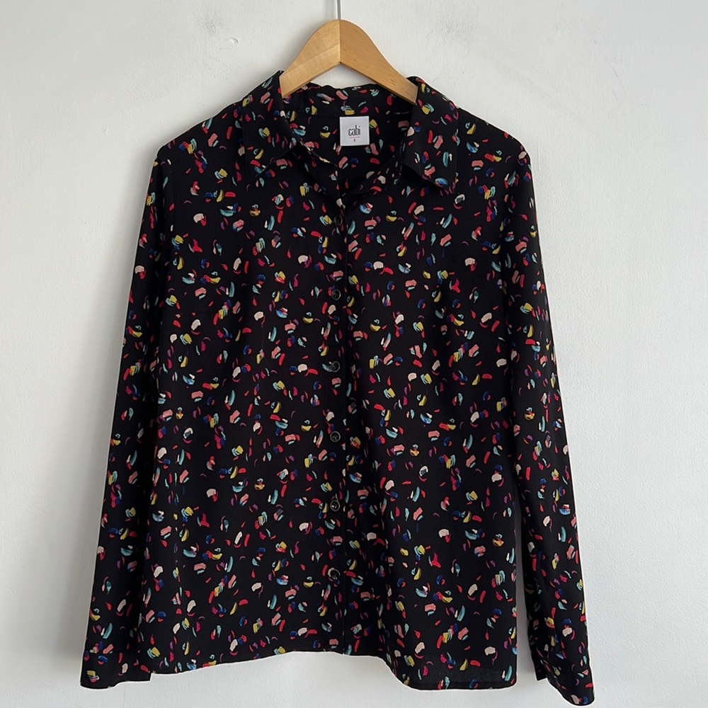 Cabi Black Patterned Blouse